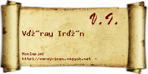 Váray Irén névjegykártya